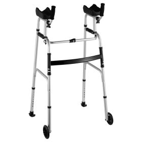 2 in 1 Folding Walker & Removable Armrests, Height Adjustable Foldable Walker with 5" Solid Wheels 2 in 1 Folding Walker & Removable Armrests, Height Adjustable Foldable Walker with 5" Solid Wheels